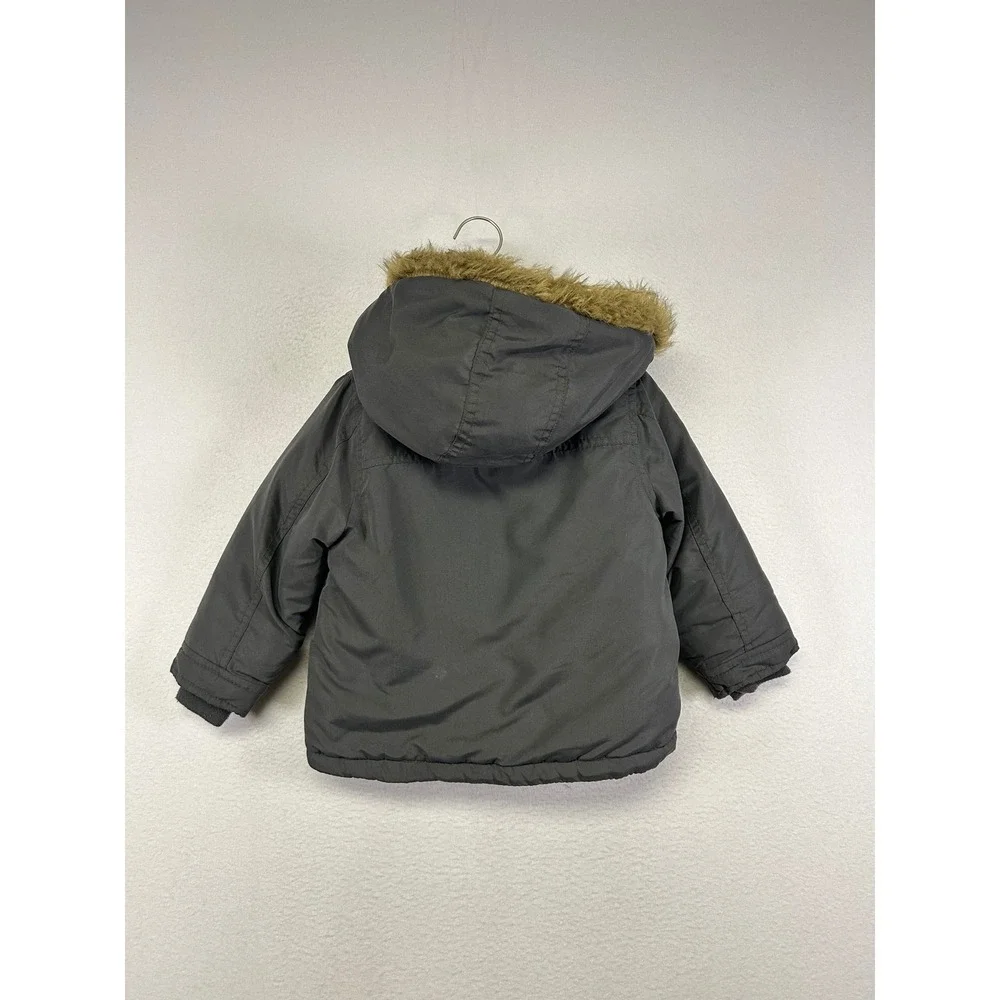 Winter Gorpcore‎ Carters Kids 24M Grey Sherpa Lined Faux Fur Hooded Parka Jacket